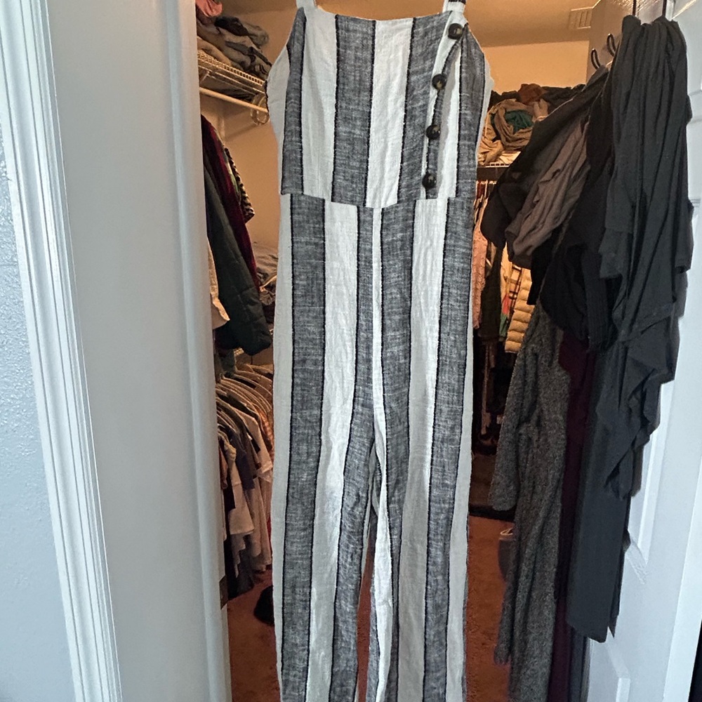 Striped Black and White Jumpsuit